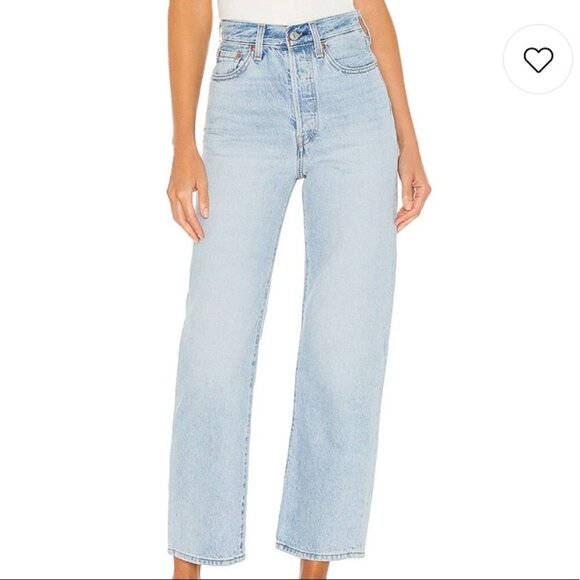 Levi's Ribcage Straight Lightwash Buttonfly Jeans US 30 - Picture 1 of 9